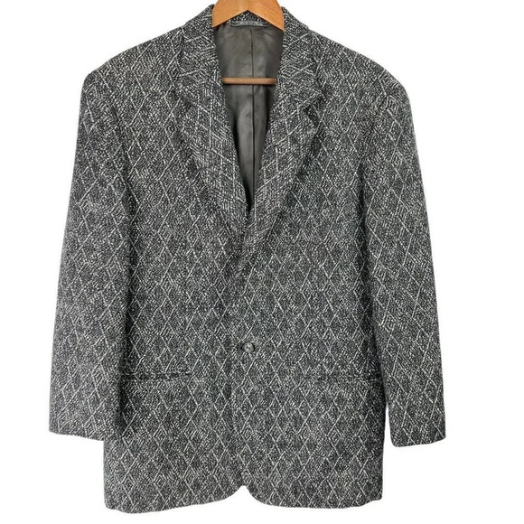 Lubiam Sportcoat Blazer Italian Tweed Wool Blend Gray Mens Sz 50L Martini Carl - Picture 1 of 7